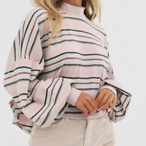 NWT Free People Balloon Sleeve Top In Stripe